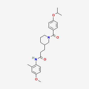 molecular formula C26H34N2O4 B3872045 3-[1-(4-isopropoxybenzoyl)-3-piperidinyl]-N-(4-methoxy-2-methylphenyl)propanamide 