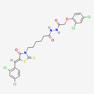 molecular formula C24H21Cl4N3O4S2 B3872050 6-[5-(2,4-dichlorobenzylidene)-4-oxo-2-thioxo-1,3-thiazolidin-3-yl]-N'-[(2,4-dichlorophenoxy)acetyl]hexanohydrazide 
