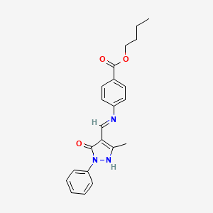 molecular formula C22H23N3O3 B3872095 butyl 4-[(5-methyl-3-oxo-2-phenyl-1H-pyrazol-4-yl)methylideneamino]benzoate 