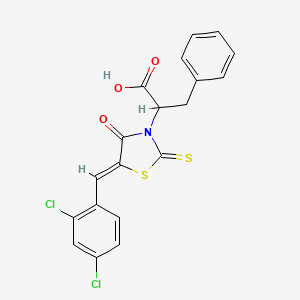 molecular formula C19H13Cl2NO3S2 B3872168 2-[(5Z)-5-(2,4-dichlorobenzylidene)-4-oxo-2-thioxo-1,3-thiazolidin-3-yl]-3-phenylpropanoic acid 
