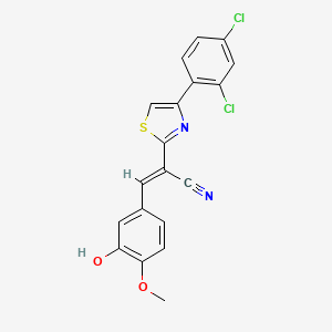 molecular formula C19H12Cl2N2O2S B3872285 (E)-2-[4-(2,4-dichlorophenyl)-1,3-thiazol-2-yl]-3-(3-hydroxy-4-methoxyphenyl)prop-2-enenitrile 