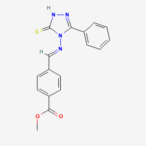 molecular formula C17H14N4O2S B3872428 methyl 4-{(E)-[(3-phenyl-5-sulfanyl-4H-1,2,4-triazol-4-yl)imino]methyl}benzoate 