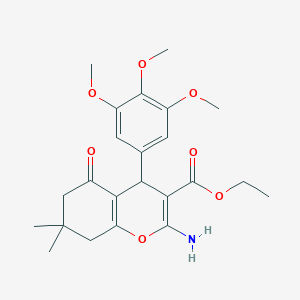 molecular formula C23H29NO7 B387246 ethyl 2-amino-7,7-dimethyl-5-oxo-4-(3,4,5-trimethoxyphenyl)-5,6,7,8-tetrahydro-4H-chromene-3-carboxylate CAS No. 295345-19-6