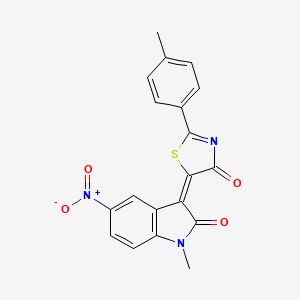molecular formula C19H13N3O4S B3872462 1-methyl-3-[2-(4-methylphenyl)-4-oxo-1,3-thiazol-5(4H)-ylidene]-5-nitro-1,3-dihydro-2H-indol-2-one 