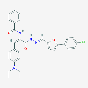 N-{(1E)-3-[(2E)-2-{[5-(4-chlorophenyl)furan-2-yl]methylidene}hydrazinyl]-1-[4-(diethylamino)phenyl]-3-oxoprop-1-en-2-yl}benzamide
