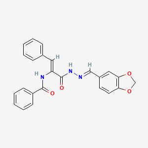 molecular formula C24H19N3O4 B3872493 N-(1-{[2-(1,3-benzodioxol-5-ylmethylene)hydrazino]carbonyl}-2-phenylvinyl)benzamide 