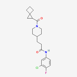 molecular formula C21H26ClFN2O2 B3872509 N-(3-chloro-4-fluorophenyl)-3-[1-(spiro[2.3]hex-1-ylcarbonyl)-4-piperidinyl]propanamide 