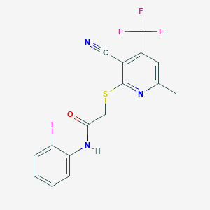 2-{[3-cyano-6-methyl-4-(trifluoromethyl)pyridin-2-yl]sulfanyl}-N-(2-iodophenyl)acetamide