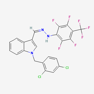 molecular formula C23H12Cl2F7N3 B3872530 N-[(Z)-[1-[(2,4-dichlorophenyl)methyl]indol-3-yl]methylideneamino]-2,3,5,6-tetrafluoro-4-(trifluoromethyl)aniline 