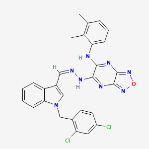 molecular formula C28H22Cl2N8O B3872543 N-[6-((Z)-2-{(Z)-1-[1-(2,4-dichlorobenzyl)-1H-indol-3-yl]methylidene}hydrazono)[1,2,5]oxadiazolo[3,4-b]pyrazin-5(7H)-yl]-N-(2,3-dimethylphenyl)amine 