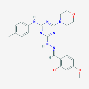 2-N-[(E)-(2,4-dimethoxyphenyl)methylideneamino]-4-N-(4-methylphenyl)-6-morpholin-4-yl-1,3,5-triazine-2,4-diamine