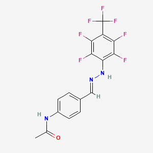 molecular formula C16H10F7N3O B3872569 N-{4-[(E)-{2-[2,3,5,6-TETRAFLUORO-4-(TRIFLUOROMETHYL)PHENYL]HYDRAZIN-1-YLIDENE}METHYL]PHENYL}ACETAMIDE 