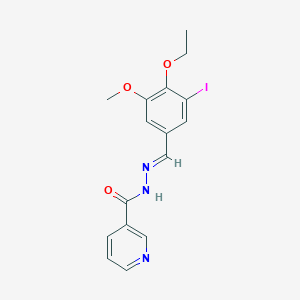 molecular formula C16H16IN3O3 B3872590 N'-[(E)-(4-ethoxy-3-iodo-5-methoxyphenyl)methylidene]pyridine-3-carbohydrazide 