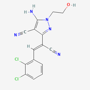 molecular formula C15H11Cl2N5O B3872652 5-AMINO-3-[(Z)-1-CYANO-2-(2,3-DICHLOROPHENYL)-1-ETHENYL]-1-(2-HYDROXYETHYL)-1H-PYRAZOL-4-YL CYANIDE 