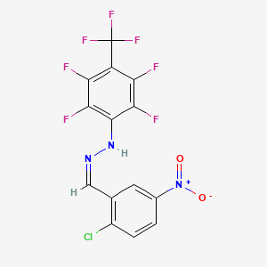 molecular formula C14H5ClF7N3O2 B3872667 (1Z)-1-[(2-CHLORO-5-NITROPHENYL)METHYLIDENE]-2-[2,3,5,6-TETRAFLUORO-4-(TRIFLUOROMETHYL)PHENYL]HYDRAZINE 