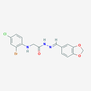 N'-(1,3-benzodioxol-5-ylmethylene)-2-(2-bromo-4-chloroanilino)acetohydrazide