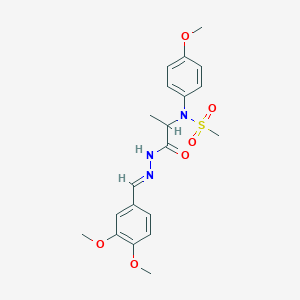molecular formula C20H25N3O6S B3872767 N-{1-[(2E)-2-(3,4-dimethoxybenzylidene)hydrazinyl]-1-oxopropan-2-yl}-N-(4-methoxyphenyl)methanesulfonamide (non-preferred name) 