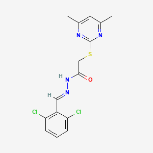 molecular formula C15H14Cl2N4OS B3872804 N'-[(E)-(2,6-dichlorophenyl)methylidene]-2-[(4,6-dimethylpyrimidin-2-yl)sulfanyl]acetohydrazide 