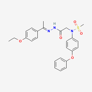 molecular formula C25H27N3O5S B3872919 N-({N'-[(1E)-1-(4-ETHOXYPHENYL)ETHYLIDENE]HYDRAZINECARBONYL}METHYL)-N-(4-PHENOXYPHENYL)METHANESULFONAMIDE 
