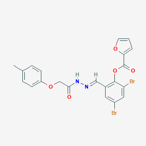 molecular formula C21H16Br2N2O5 B387293 N'-[3,5-Dibromo-2-(2-furoyloxy)benzylidene]-2-(p-tolyloxy)acethydrazide 