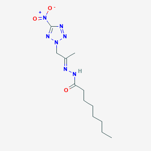 molecular formula C12H21N7O3 B3873080 N-[(E)-1-(5-nitrotetrazol-2-yl)propan-2-ylideneamino]octanamide 