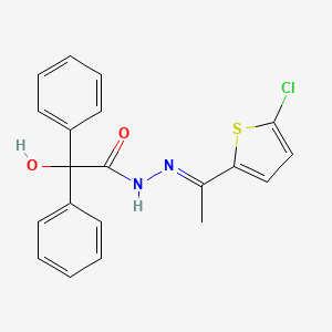 molecular formula C20H17ClN2O2S B3873113 N-[(E)-1-(5-chlorothiophen-2-yl)ethylideneamino]-2-hydroxy-2,2-diphenylacetamide 
