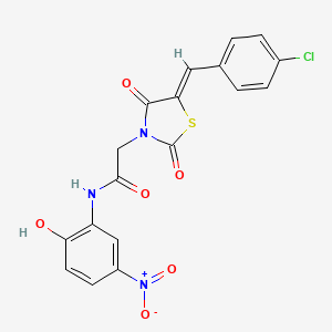 molecular formula C18H12ClN3O6S B3873159 2-[(5Z)-5-[(4-chlorophenyl)methylidene]-2,4-dioxo-1,3-thiazolidin-3-yl]-N-(2-hydroxy-5-nitrophenyl)acetamide 