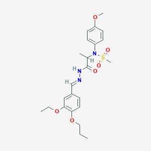 molecular formula C23H31N3O6S B3873181 N-{2-[2-(3-ethoxy-4-propoxybenzylidene)hydrazino]-1-methyl-2-oxoethyl}-N-(4-methoxyphenyl)methanesulfonamide 