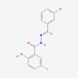 molecular formula C14H10BrIN2O2 B3873202 N-[(E)-(3-bromophenyl)methylideneamino]-2-hydroxy-5-iodobenzamide 