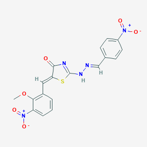 (5Z)-5-[(2-methoxy-3-nitrophenyl)methylidene]-2-[(2E)-2-[(4-nitrophenyl)methylidene]hydrazinyl]-1,3-thiazol-4-one