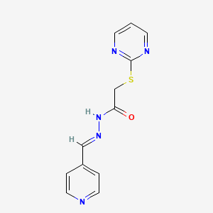 molecular formula C12H11N5OS B3873229 N'-[(E)-(PYRIDIN-4-YL)METHYLIDENE]-2-(PYRIMIDIN-2-YLSULFANYL)ACETOHYDRAZIDE 