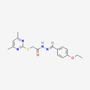 molecular formula C17H20N4O2S B3873264 2-[(4,6-dimethyl-2-pyrimidinyl)thio]-N'-(4-ethoxybenzylidene)acetohydrazide 