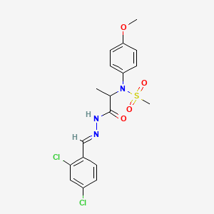 molecular formula C18H19Cl2N3O4S B3873269 N-{1-[(2E)-2-(2,4-dichlorobenzylidene)hydrazinyl]-1-oxopropan-2-yl}-N-(4-methoxyphenyl)methanesulfonamide (non-preferred name) 