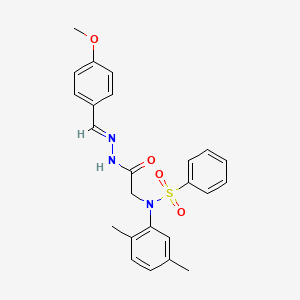 molecular formula C24H25N3O4S B3873284 N-(2,5-DIMETHYLPHENYL)-N-({N'-[(E)-(4-METHOXYPHENYL)METHYLIDENE]HYDRAZINECARBONYL}METHYL)BENZENESULFONAMIDE 
