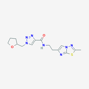 molecular formula C15H19N7O2S B3873285 N-[2-(2-methylimidazo[2,1-b][1,3,4]thiadiazol-6-yl)ethyl]-1-(tetrahydro-2-furanylmethyl)-1H-1,2,3-triazole-4-carboxamide 