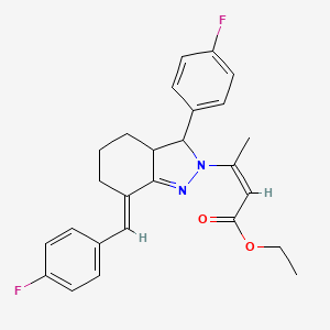 molecular formula C26H26F2N2O2 B3873291 ethyl (Z)-3-[(7E)-3-(4-fluorophenyl)-7-[(4-fluorophenyl)methylidene]-3a,4,5,6-tetrahydro-3H-indazol-2-yl]but-2-enoate 