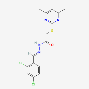 molecular formula C15H14Cl2N4OS B3873297 N'-(2,4-dichlorobenzylidene)-2-[(4,6-dimethyl-2-pyrimidinyl)thio]acetohydrazide 