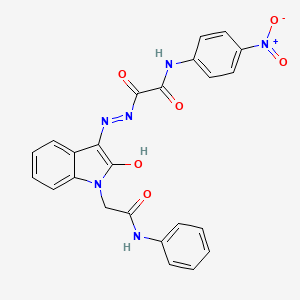 molecular formula C24H18N6O6 B3873328 N'-[1-(2-anilino-2-oxoethyl)-2-hydroxyindol-3-yl]imino-N-(4-nitrophenyl)oxamide 