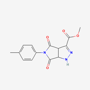 molecular formula C14H13N3O4 B3873354 methyl 5-(4-methylphenyl)-4,6-dioxo-3a,6a-dihydro-1H-pyrrolo[3,4-c]pyrazole-3-carboxylate 