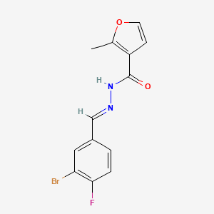 molecular formula C13H10BrFN2O2 B3873380 N-[(E)-(3-bromo-4-fluorophenyl)methylideneamino]-2-methylfuran-3-carboxamide 