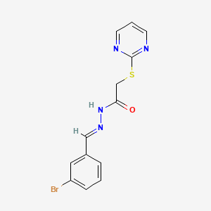 molecular formula C13H11BrN4OS B3873533 N'-[(E)-(3-bromophenyl)methylidene]-2-(pyrimidin-2-ylsulfanyl)acetohydrazide 