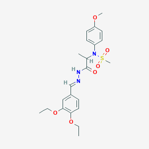 molecular formula C22H29N3O6S B3873557 N-(1-{N'-[(E)-(3,4-DIETHOXYPHENYL)METHYLIDENE]HYDRAZINECARBONYL}ETHYL)-N-(4-METHOXYPHENYL)METHANESULFONAMIDE 