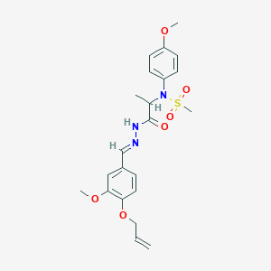 molecular formula C22H27N3O6S B3873578 N-(4-methoxyphenyl)-N-(1-{(2E)-2-[3-methoxy-4-(prop-2-en-1-yloxy)benzylidene]hydrazinyl}-1-oxopropan-2-yl)methanesulfonamide (non-preferred name) 