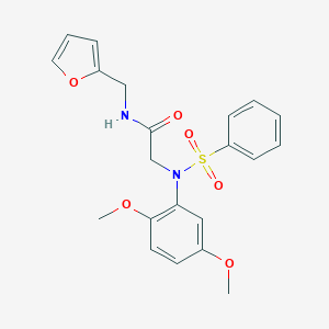 molecular formula C21H22N2O6S B387369 N~2~-(2,5-dimethoxyphenyl)-N-(furan-2-ylmethyl)-N~2~-(phenylsulfonyl)glycinamide 
