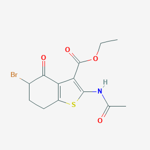 molecular formula C13H14BrNO4S B387372 Ethyl 2-(acetylamino)-5-bromo-4-oxo-4,5,6,7-tetrahydro-1-benzothiophene-3-carboxylate 