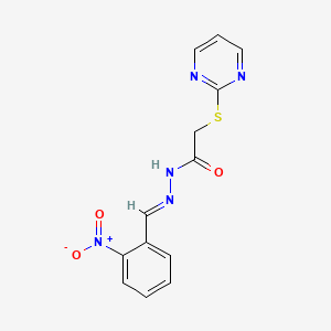 molecular formula C13H11N5O3S B3873721 N'-[(E)-(2-nitrophenyl)methylidene]-2-(pyrimidin-2-ylsulfanyl)acetohydrazide 