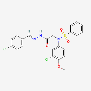 molecular formula C22H19Cl2N3O4S B3873800 N-(3-CHLORO-4-METHOXYPHENYL)-N-({N'-[(E)-(4-CHLOROPHENYL)METHYLIDENE]HYDRAZINECARBONYL}METHYL)BENZENESULFONAMIDE 