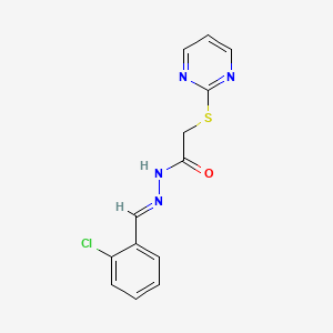 molecular formula C13H11ClN4OS B3873814 N'-[(E)-(2-chlorophenyl)methylidene]-2-(pyrimidin-2-ylsulfanyl)acetohydrazide 