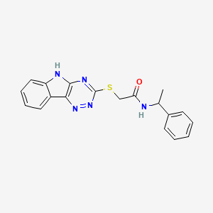 molecular formula C19H17N5OS B3873837 N-(1-phenylethyl)-2-(5H-[1,2,4]triazino[5,6-b]indol-3-ylsulfanyl)acetamide 