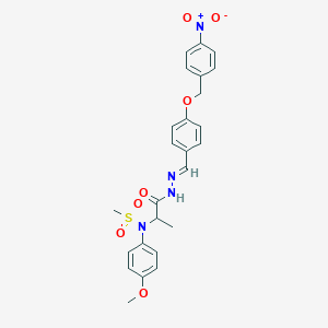 molecular formula C25H26N4O7S B3873921 N-(4-methoxyphenyl)-N-{1-[(2E)-2-{4-[(4-nitrobenzyl)oxy]benzylidene}hydrazinyl]-1-oxopropan-2-yl}methanesulfonamide (non-preferred name) 